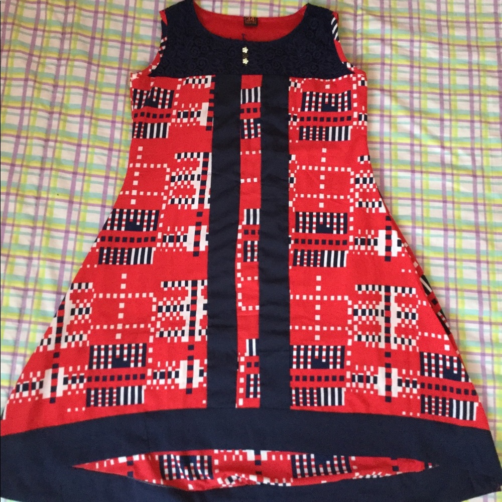 Red and blue dress